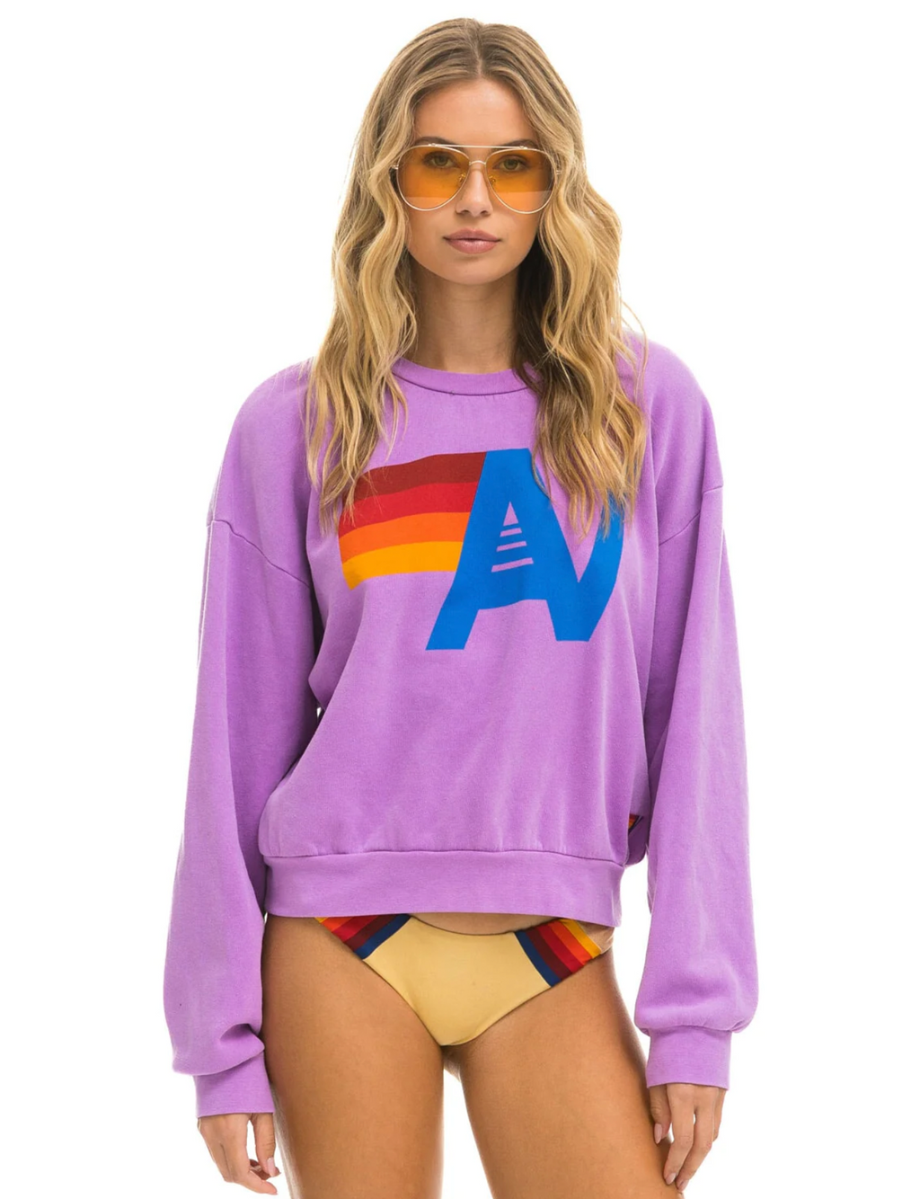 Logo Crew Relaxed Sweatshirt, Neon Purple