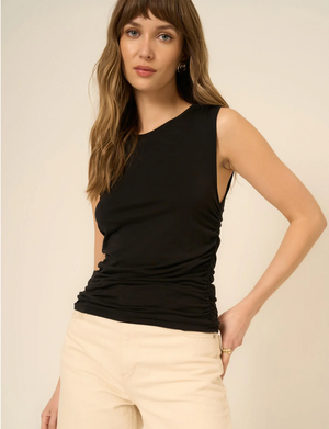 Dream On Ruched Tank, Black