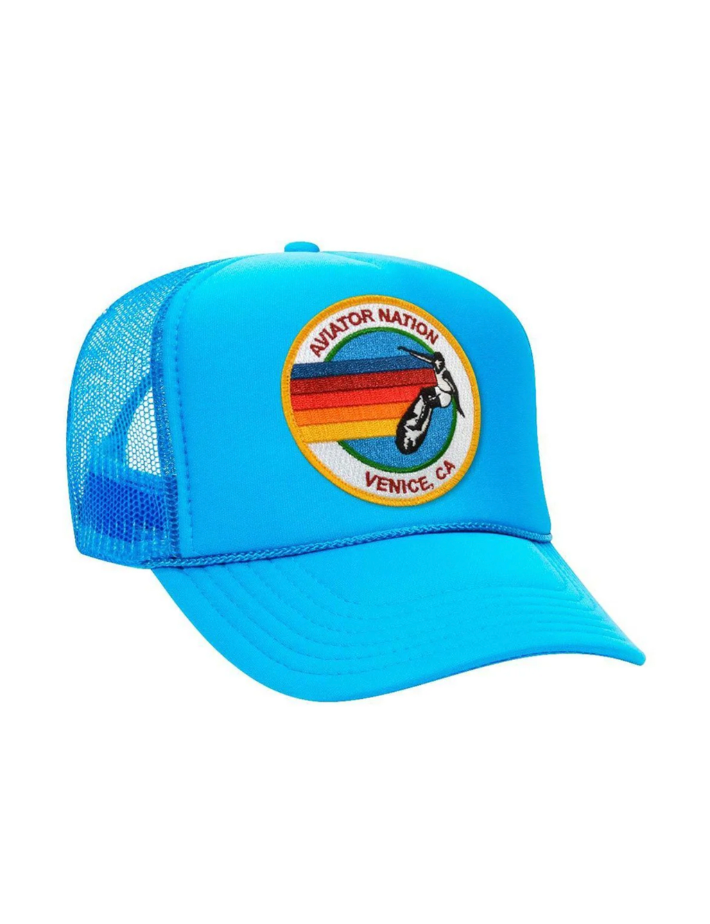 Signature Vintage Low Rise Trucker Hat, Neon Blue