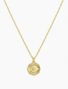 Power Birthstone Coin Necklace (April), Gold/White Topaz