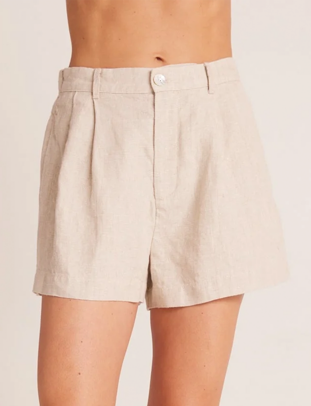 Pleat Front Linen Trouser Short, Sand