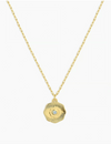 Power Birthstone Coin Necklace (March), Gold/Aquamarine