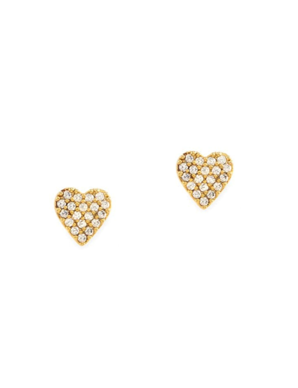 CZ Heart Stud Earrings, Gold