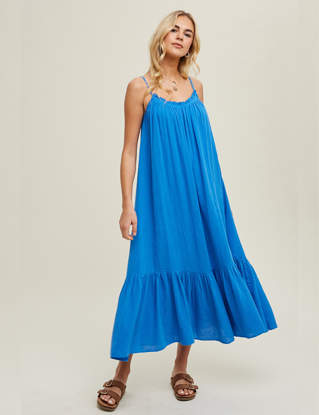 Adara Cotton Maxi Dress, Blue