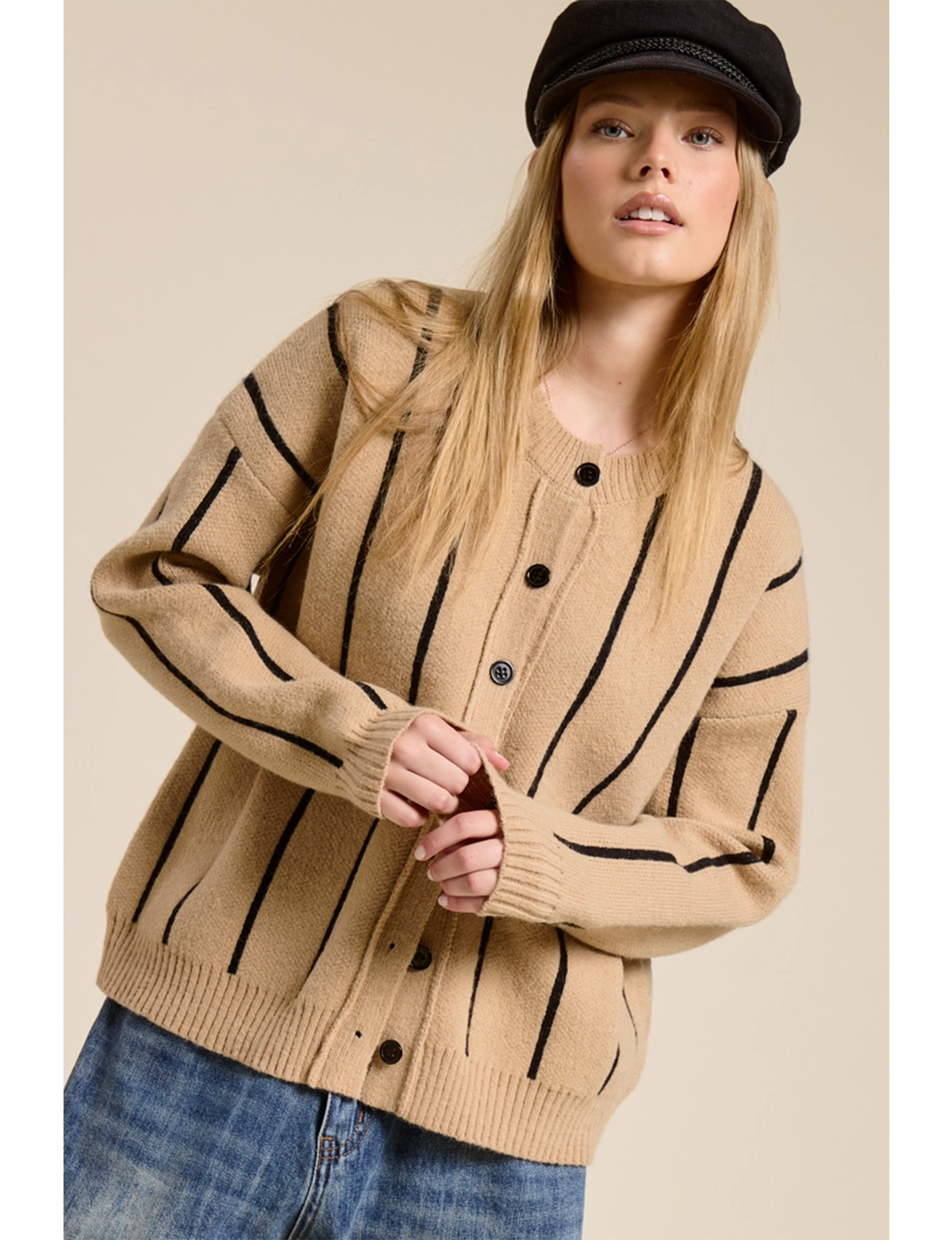 Slouchy Knit Cardigan, Taupe – Punch Clothing