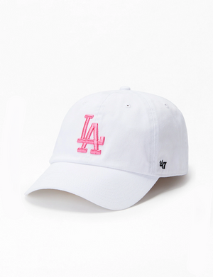 LA Dodgers Clean Up Cap, White/Pink
