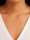 Power Birthstone Coin Necklace (May), Gold/Green Agate