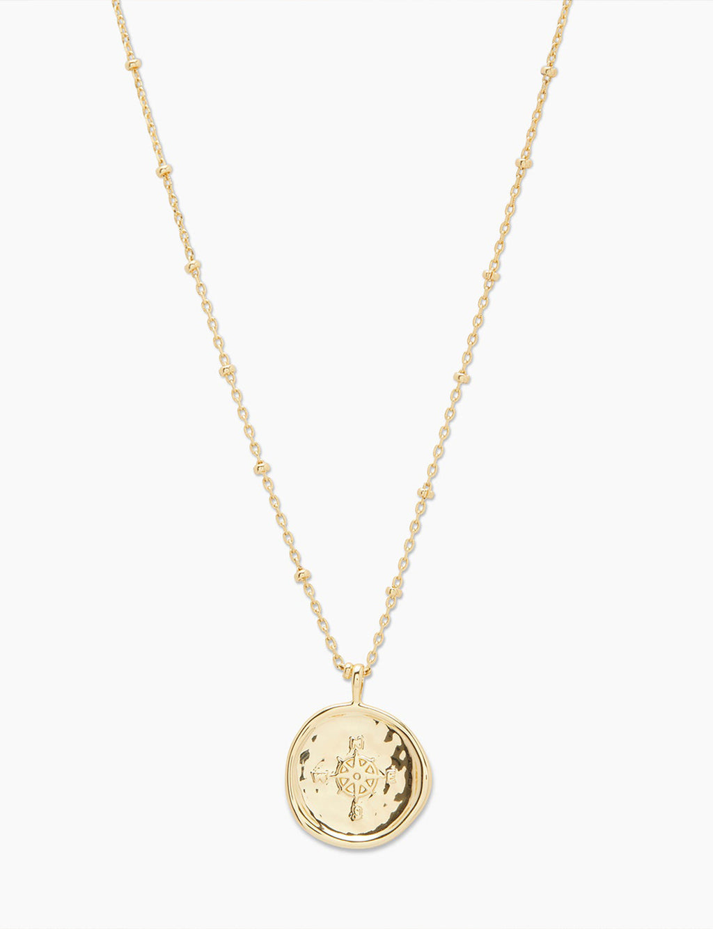 Compass Coin Necklace, Gold