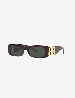 Dynasty Rectangle Sunglasses, Havana/Gold/Green