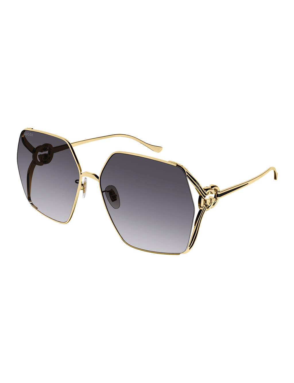 Hexagon Metal Sunglasses, Gold/Grey