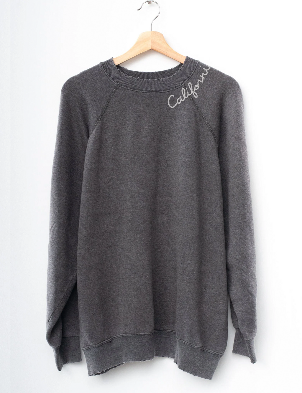 California Embroidered Crewneck Sweatshirt, Black/Grey