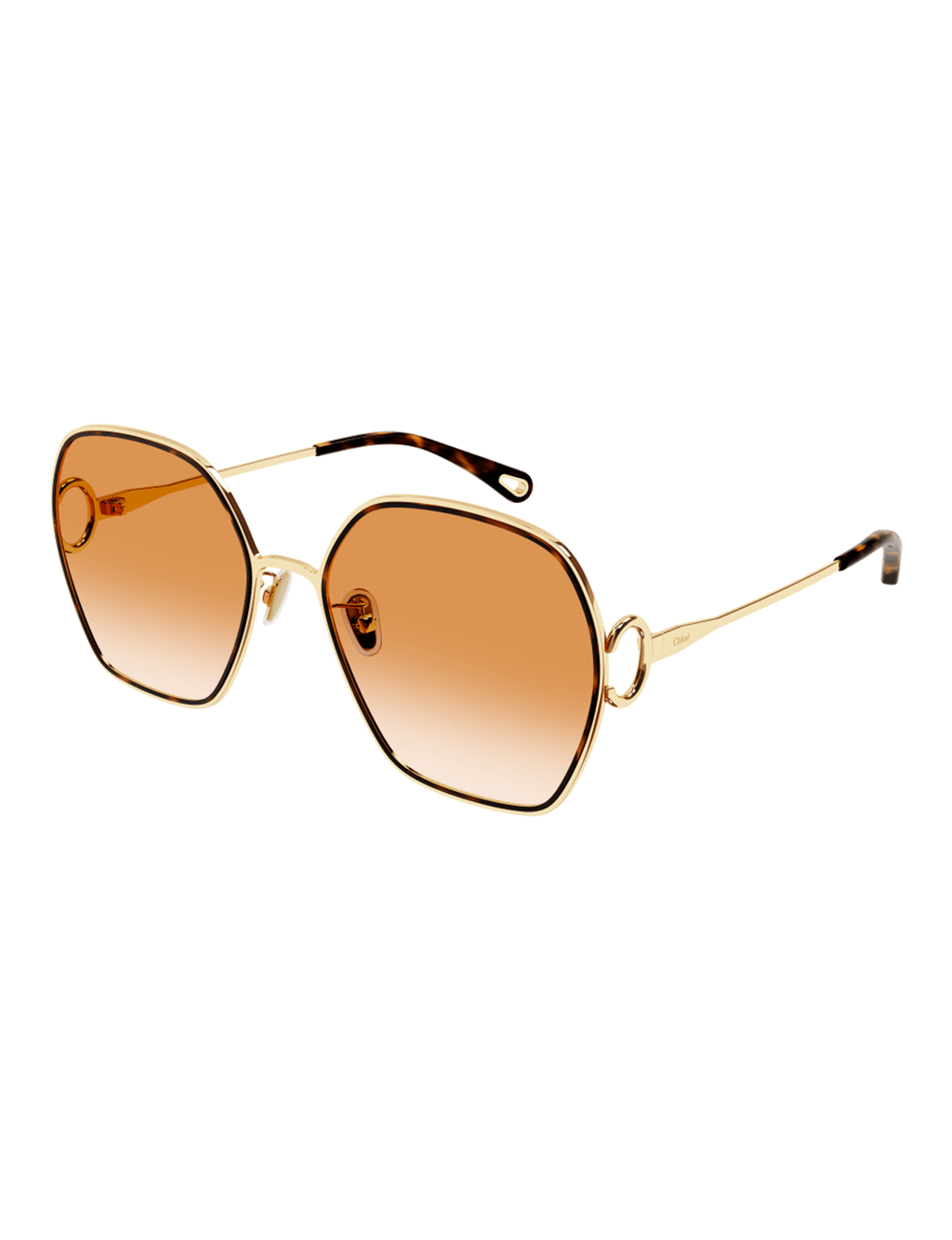 Geometric Sunglasses, Gold/Orange