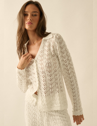 Pointelle Cardigan, Off White