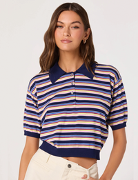 Scottie Sweater Top, Navy/Multi Stripe