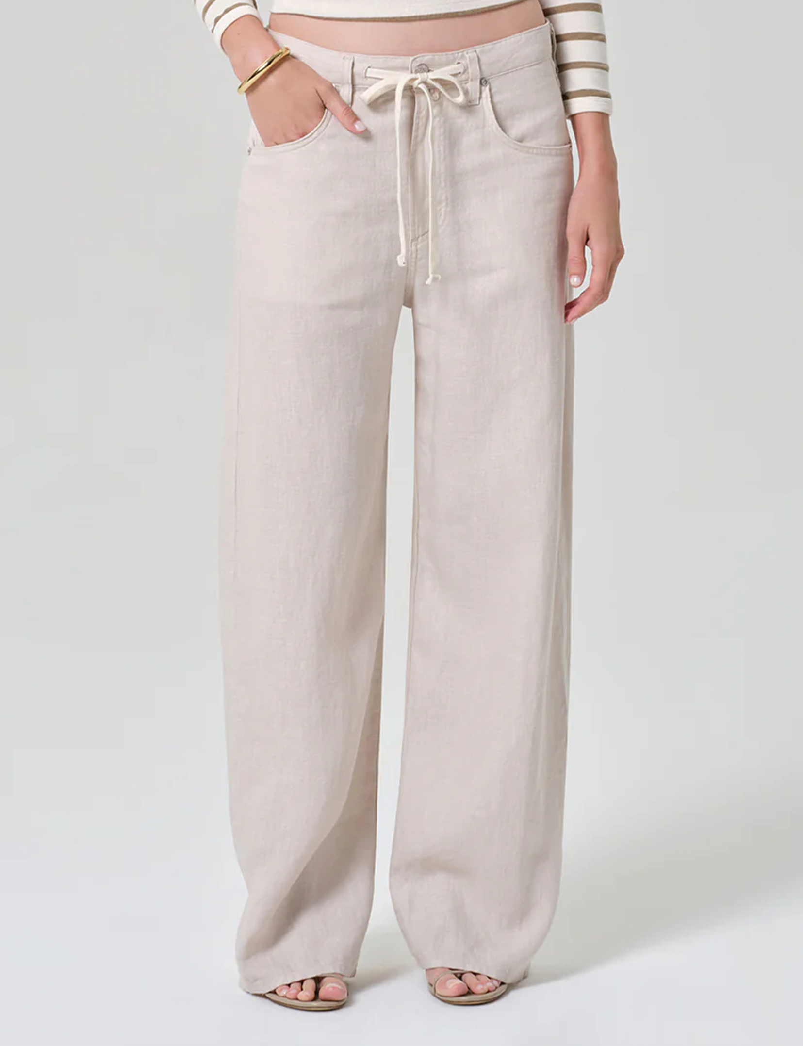 Brynn Linen Trouser, Pale Stone
