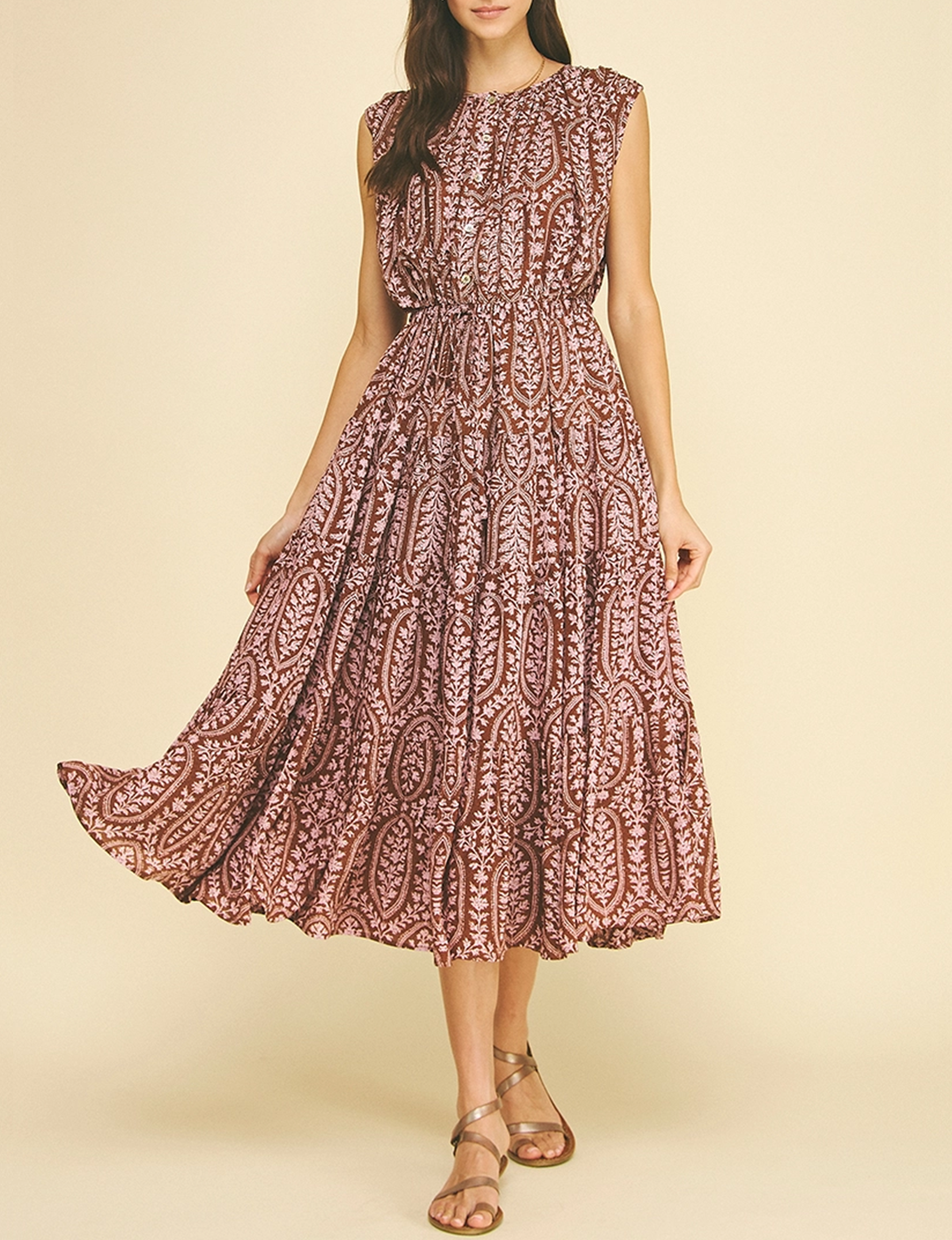 Bohemian Dress, Brown/Pink