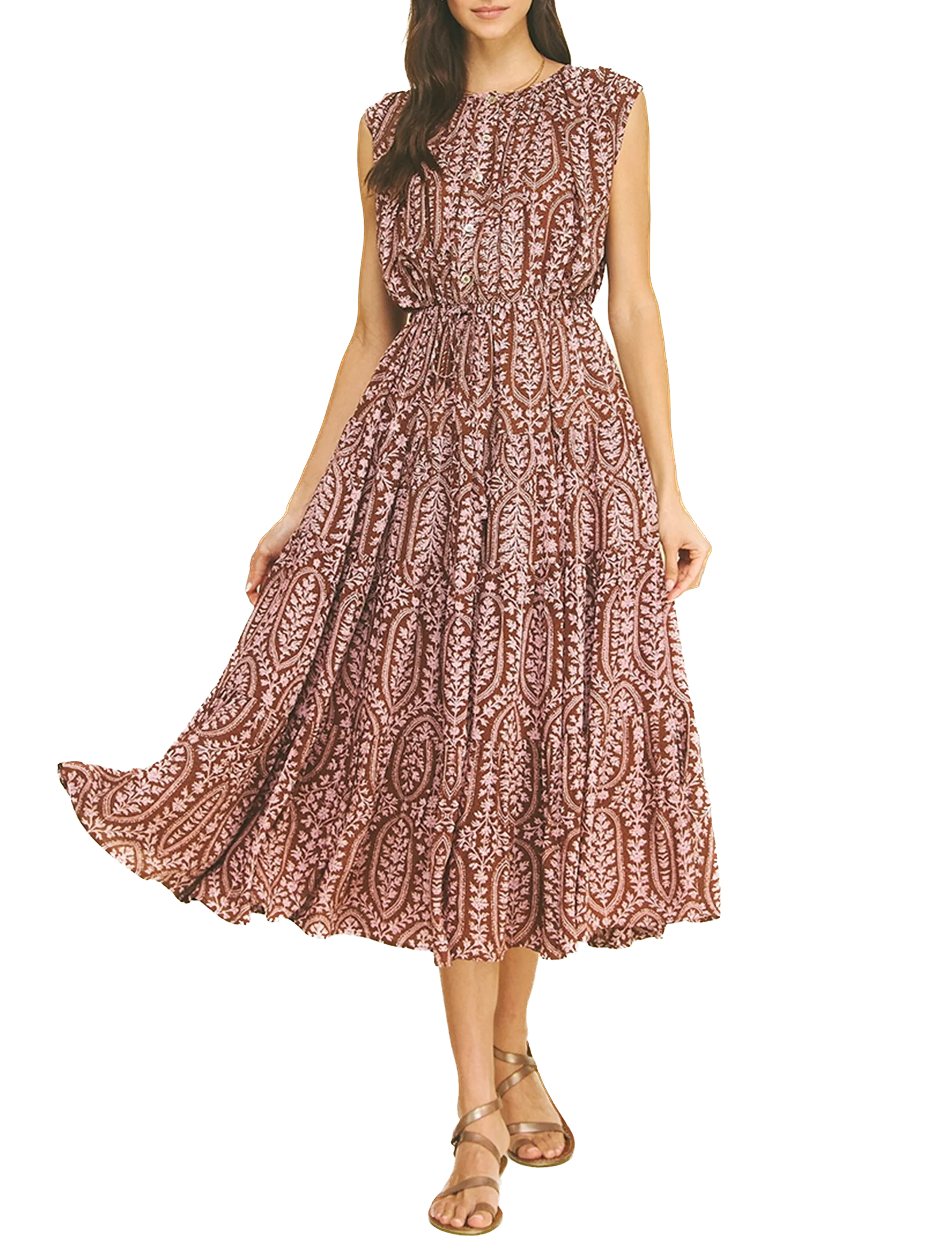 Bohemian Dress, Brown/Pink