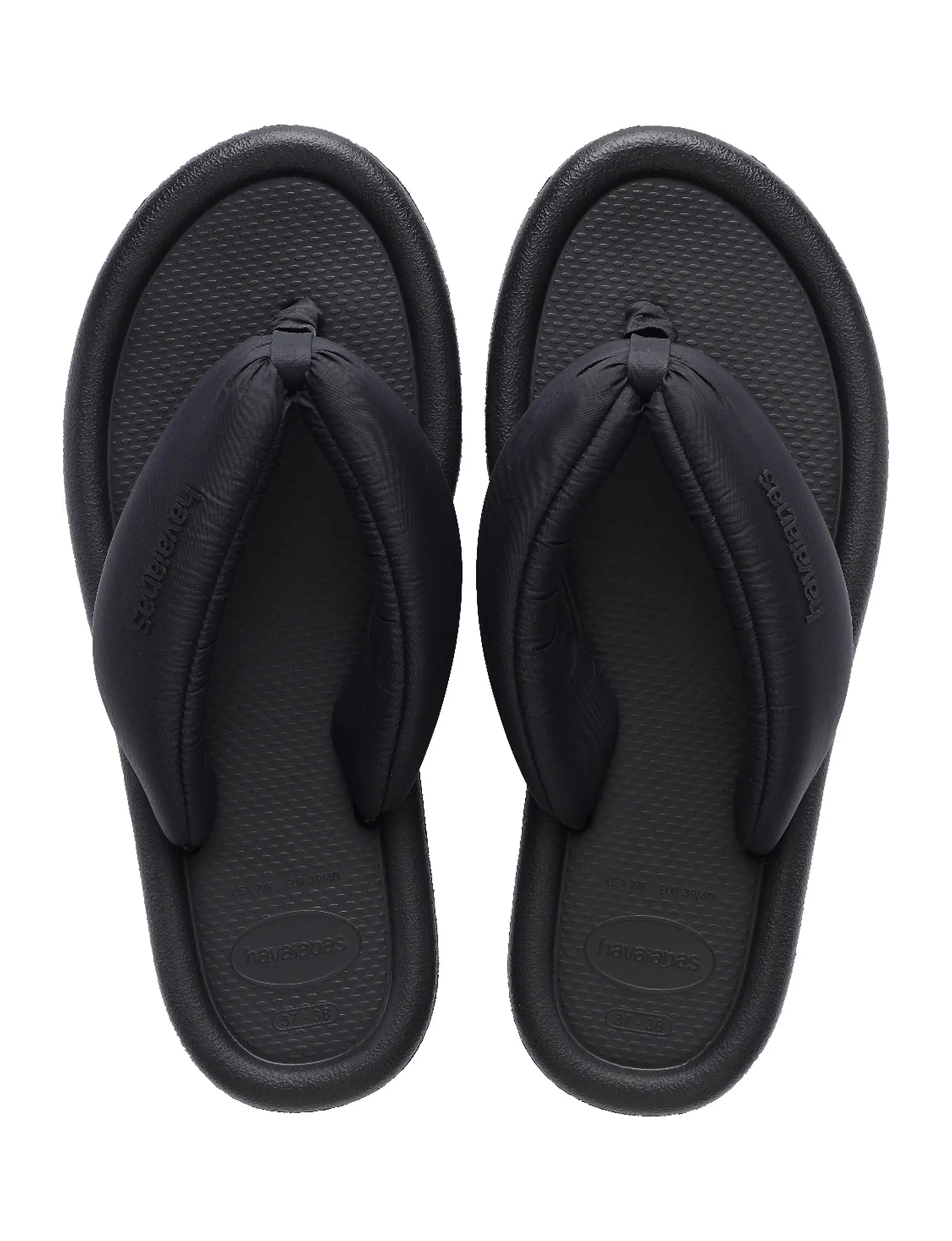Puffed Up Flip Flops, Black