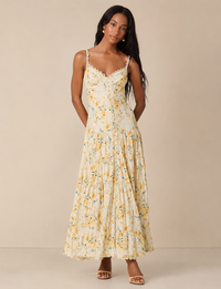 Tazia Dress, Yellow Cream Floral