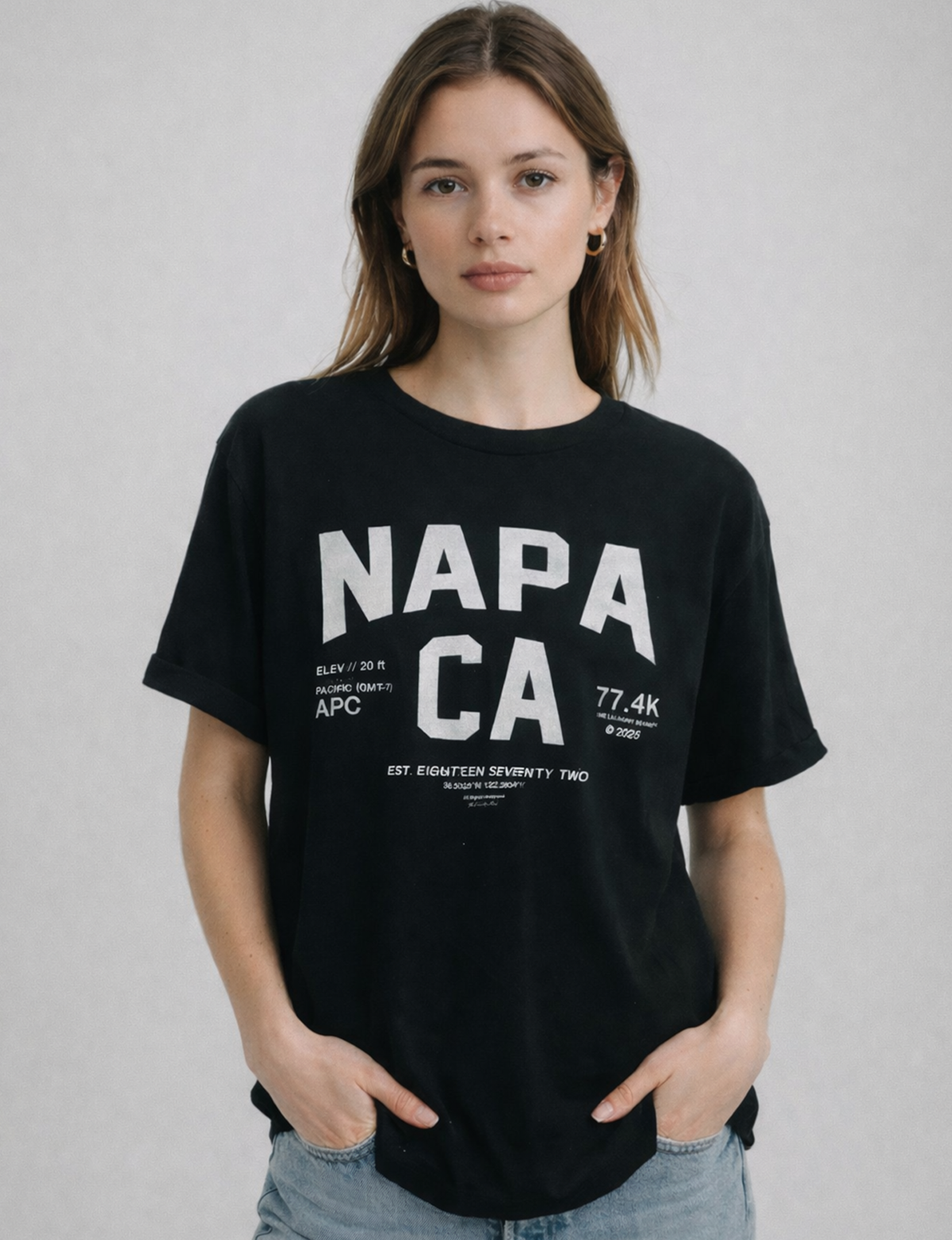 Napa Oversized Tee, Black/White