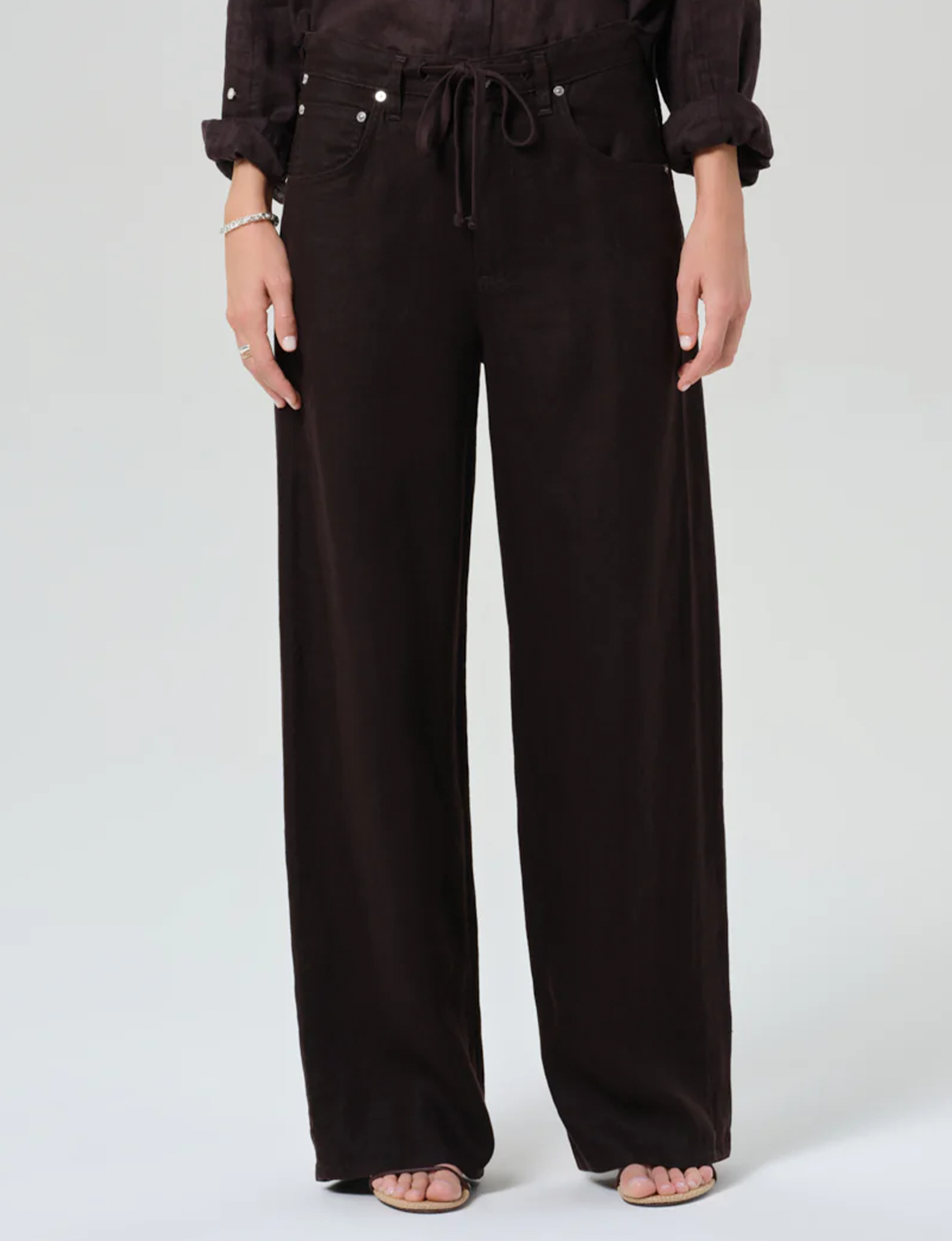 Brynn Linen Trouser, Chocolate