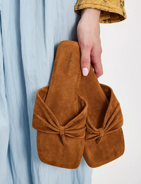 Tia Ruched Vegan Suede Sandal, Driftwood Tan