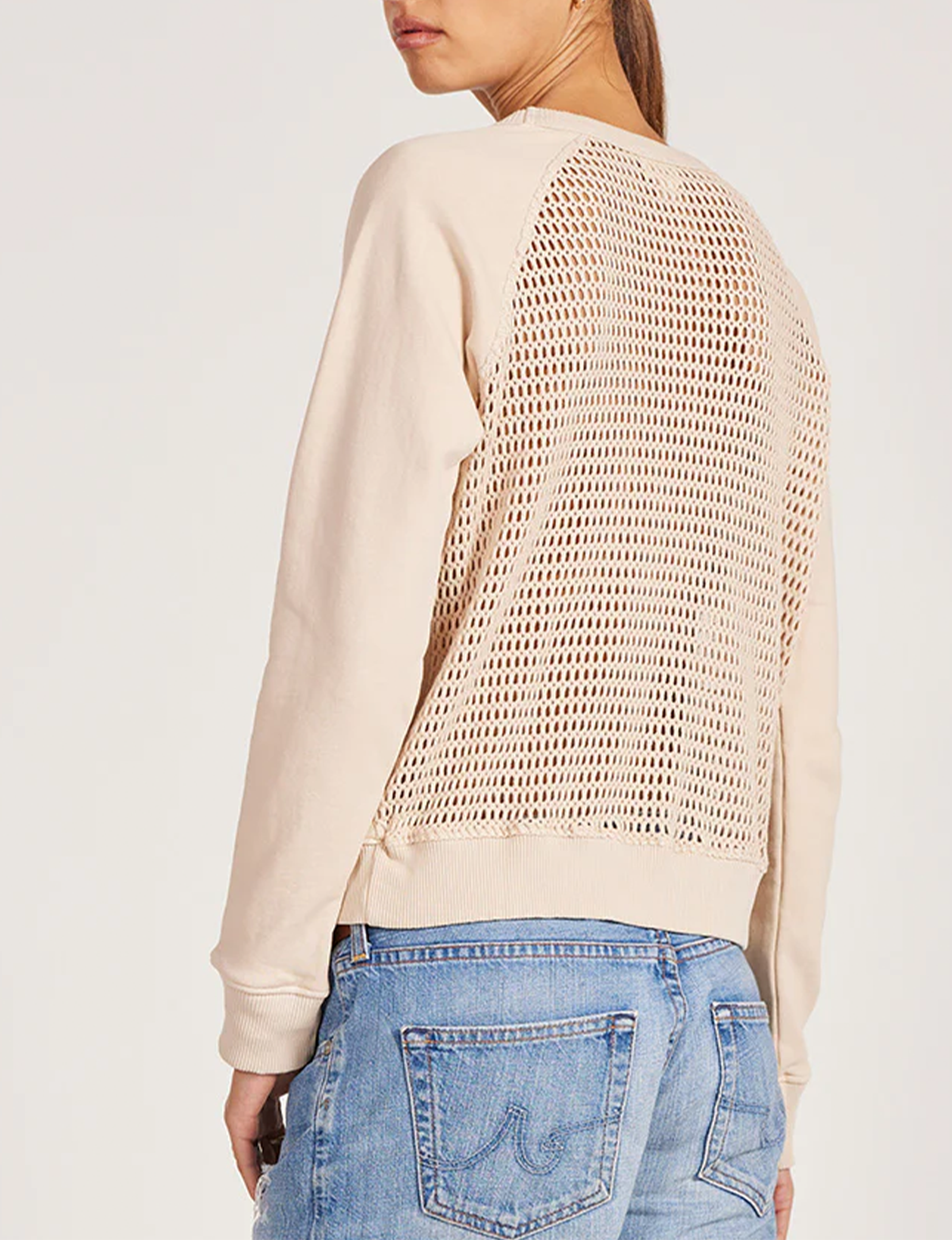 Mesh Back Pullover, Sandy