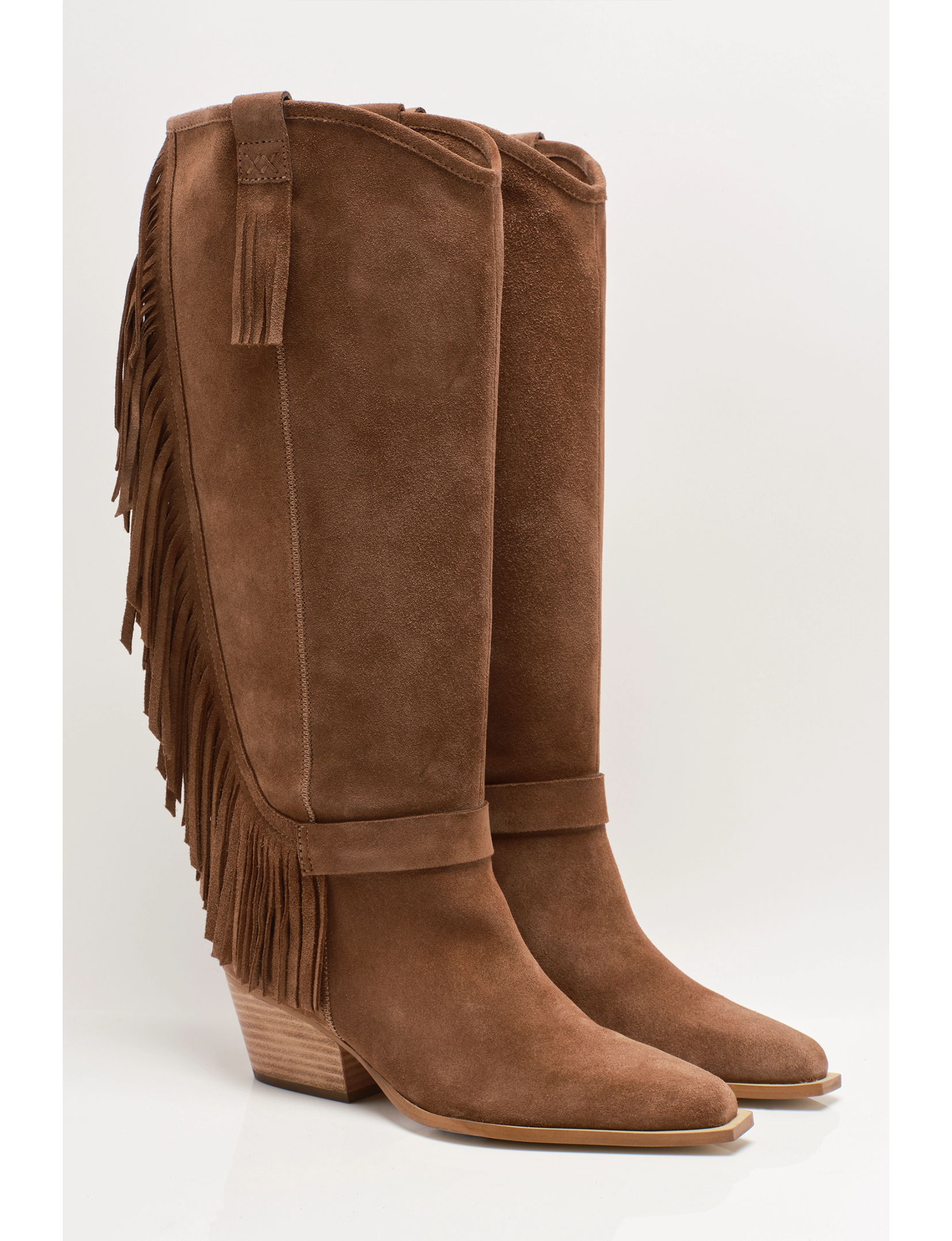 Faith Fringe Western Boot, Faded Saddle Suede