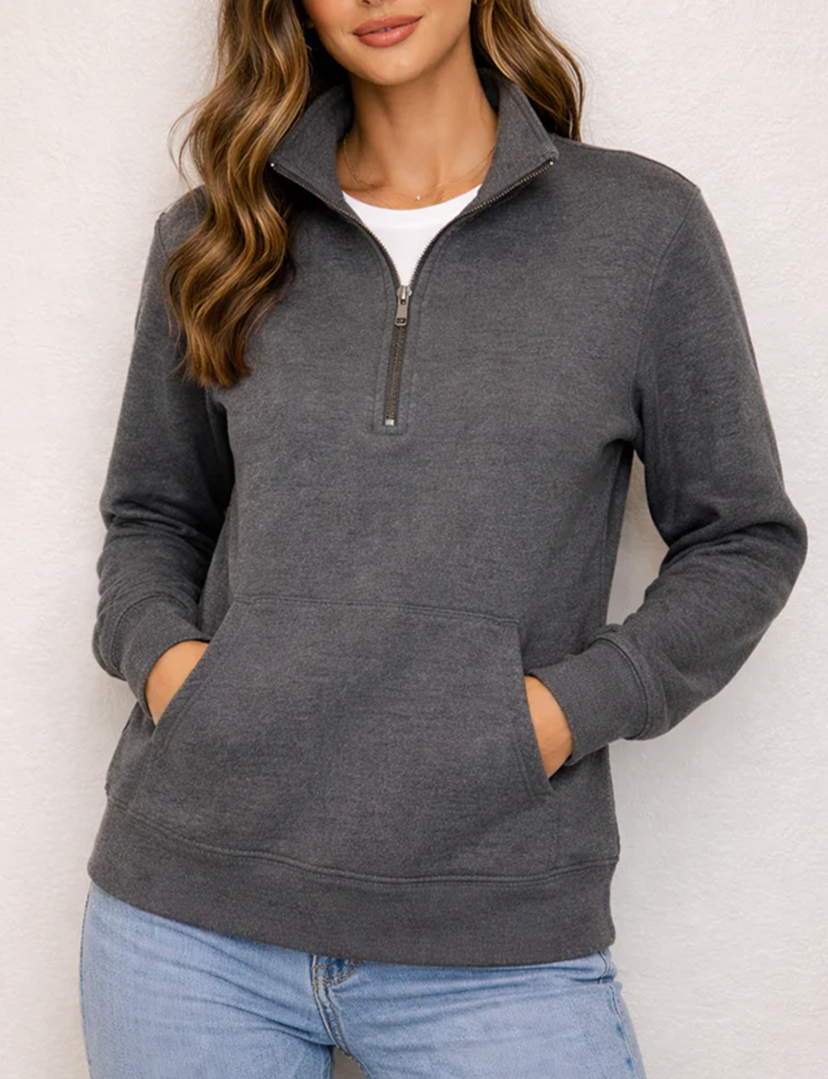 Half Zip Pullover, Dark Grey
