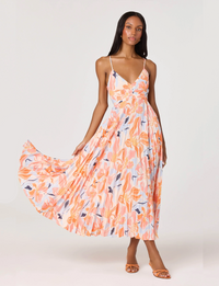 Blythe Floral Midi Dress, Orange Blue Floral