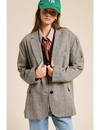 Oversized Boyfriend Blazer, Brown Plaid
