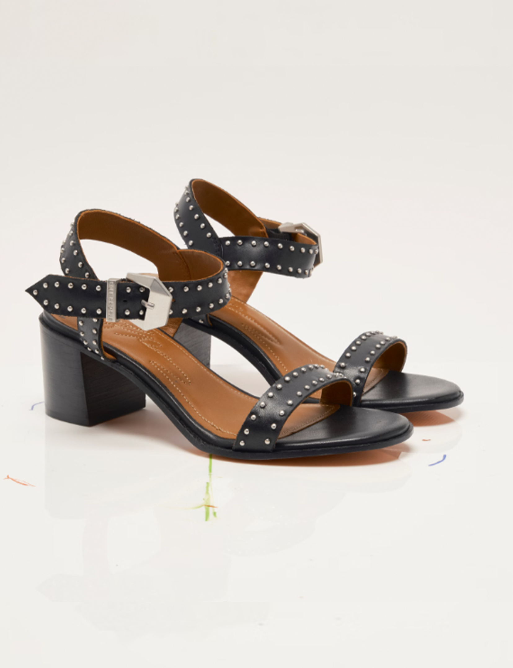Buckle Up Block Heel, Black Tide Leather