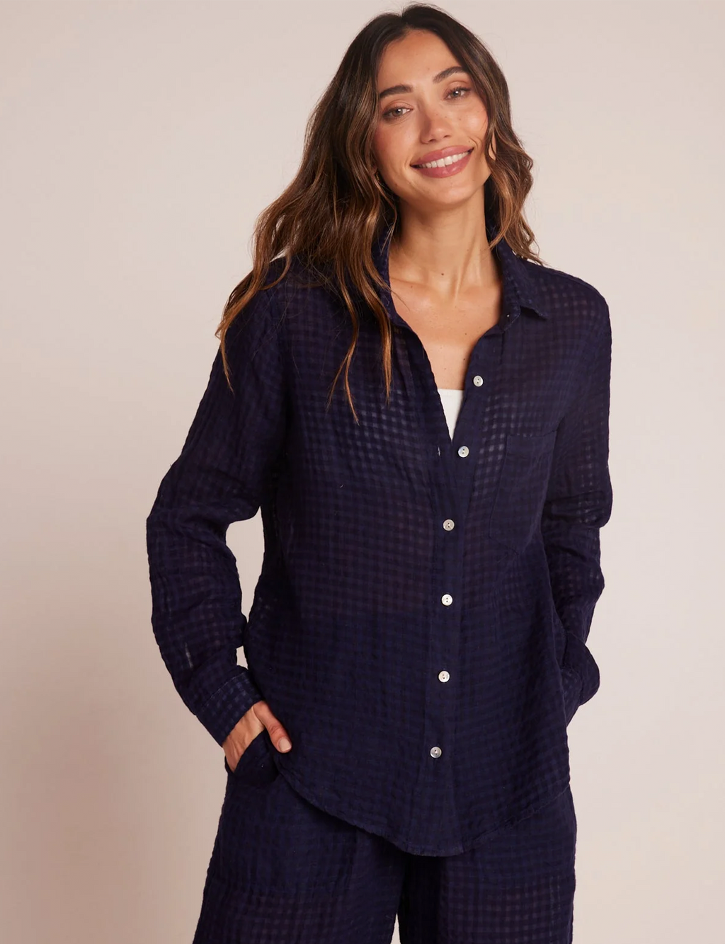 Oversized Pocket Front Button Down, Tropic Navy