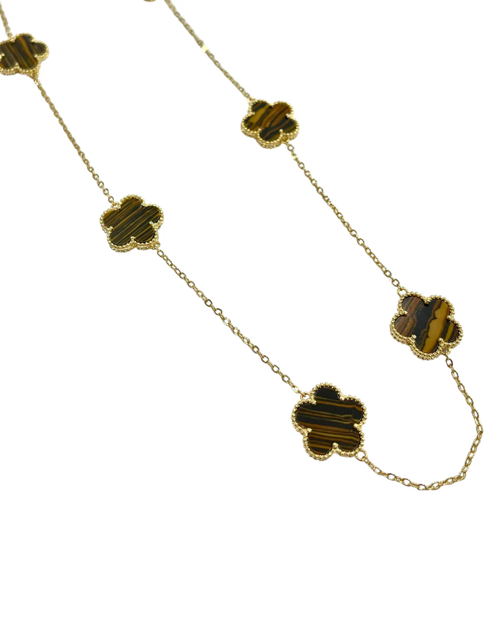 Adeline Clover Necklace, Tiger Eye