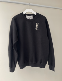 YSL Mini Embroidered Unisex Vintage Sweatshirt, Black