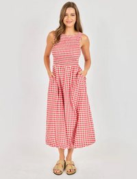 Apple Butter Midi Dress, Red/Ivory