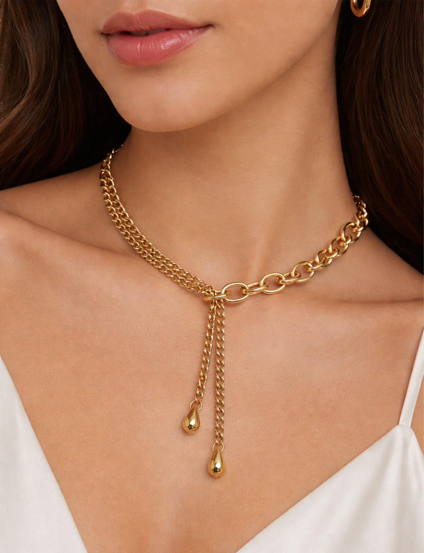 Lariat Necklace, Gold
