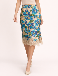 Ethereal Gardens Pencil Skirt, Blue Jasper