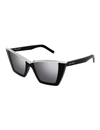 Deep V Sunglasses, Black/Silver