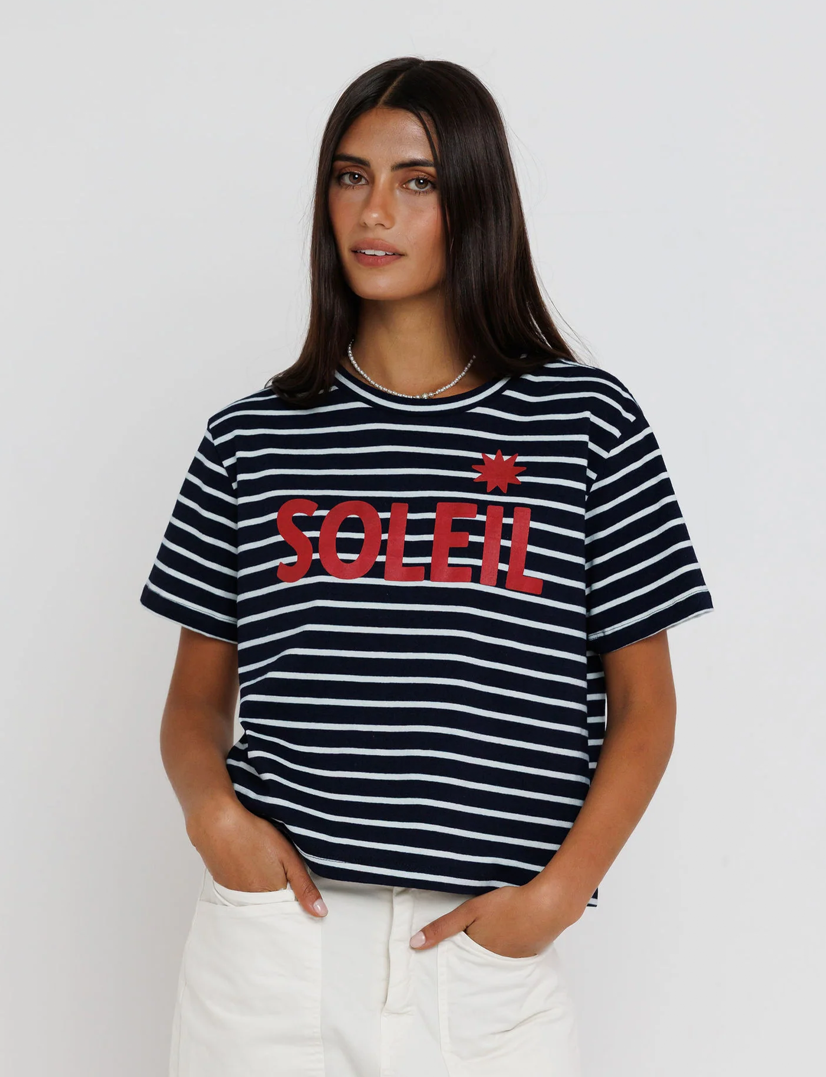 Soleil Tee, Navy Stripe