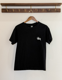 Stüssy Crewneck Logo Tee, Black