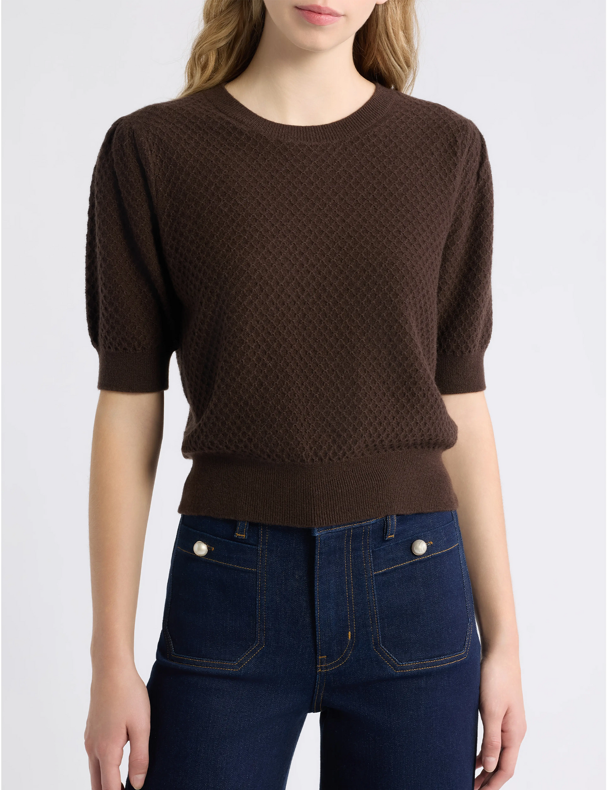 Cashmere Gathered Sweater, Mahogany