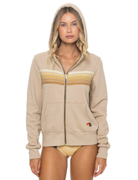 5 Stripe Zip Hoodie, Sand/Tan