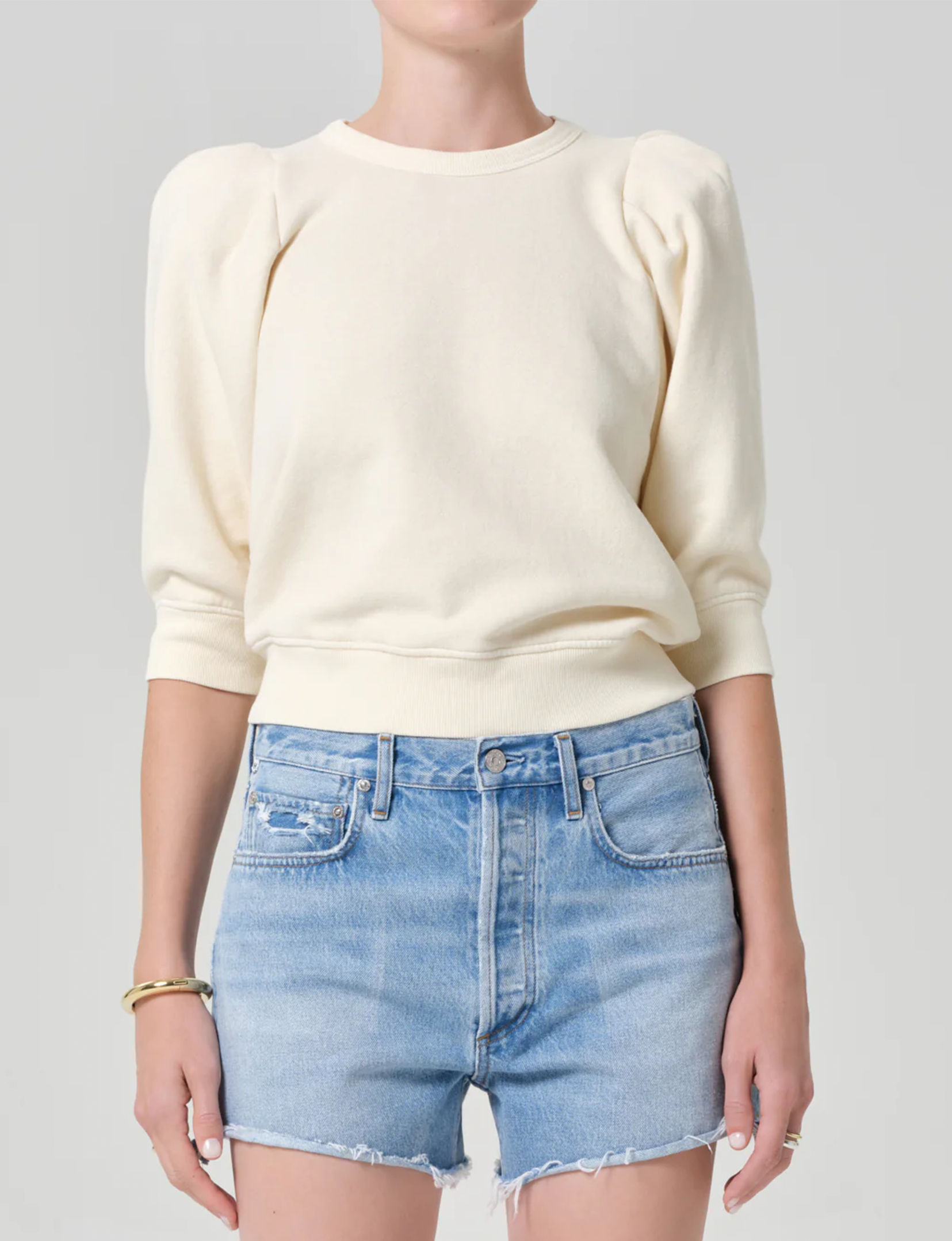 Pleated Crew, Cream