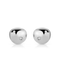 Polished Pebble Crystal Stud, Silver