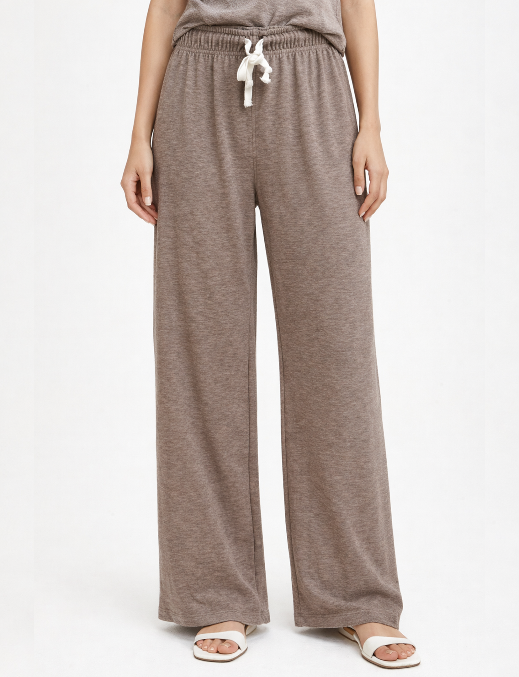 Wide Leg Drawstring Pant, Taupe