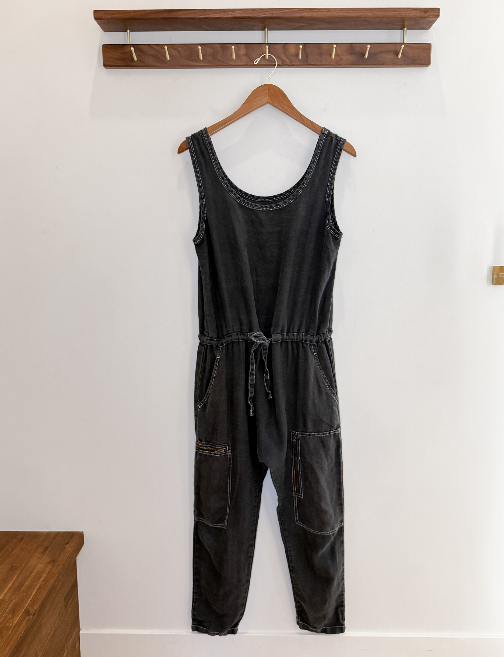 Current/Elliott Utility Jumpsuit, Washed Charcoal