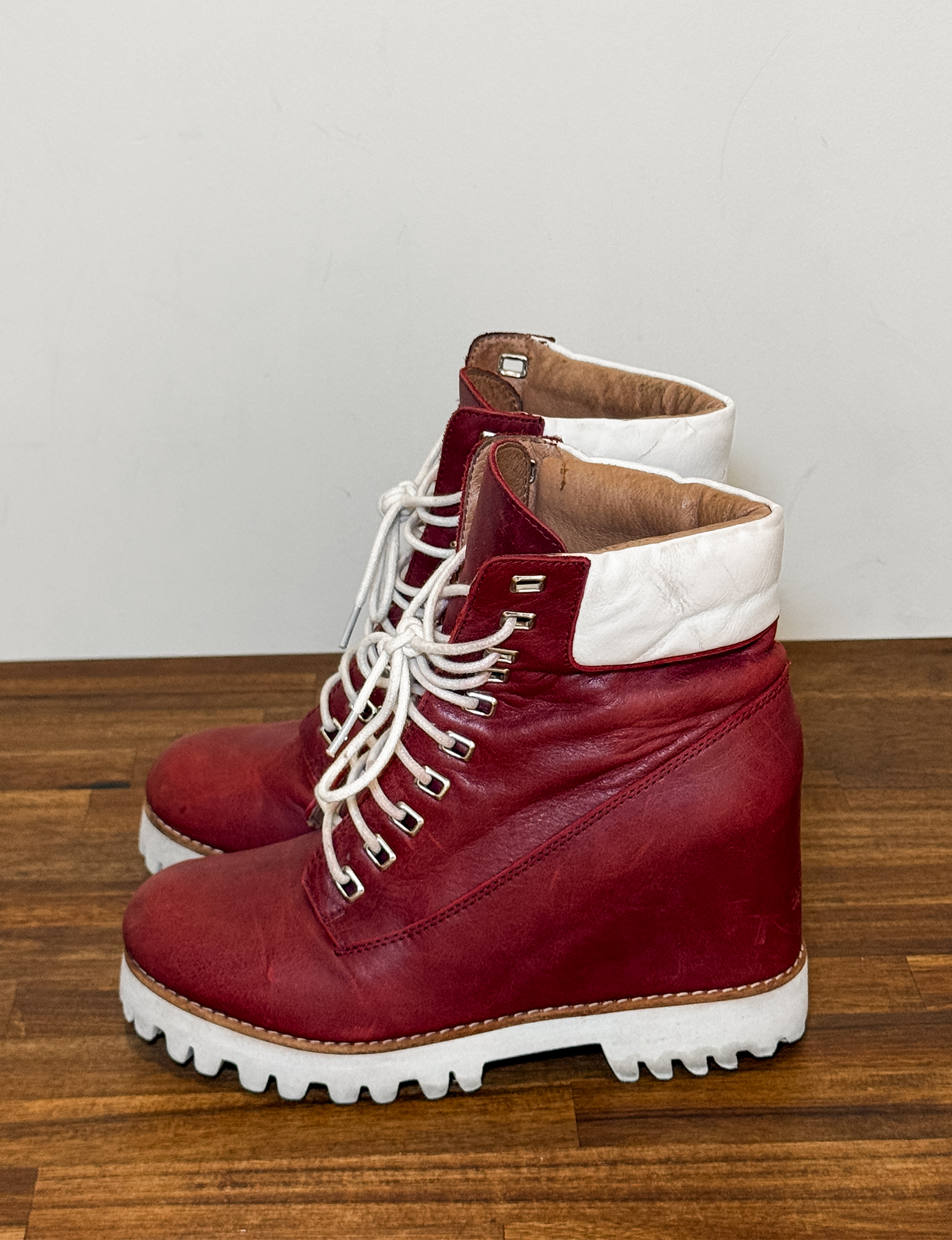 Jeffrey Campbell Wedge Boot, Burgundy/White