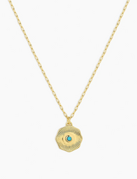 Power Birthstone Coin Necklace (December), Turquoise