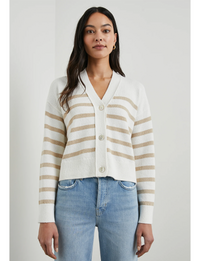 Geneva Cardigan, Sand Stripe